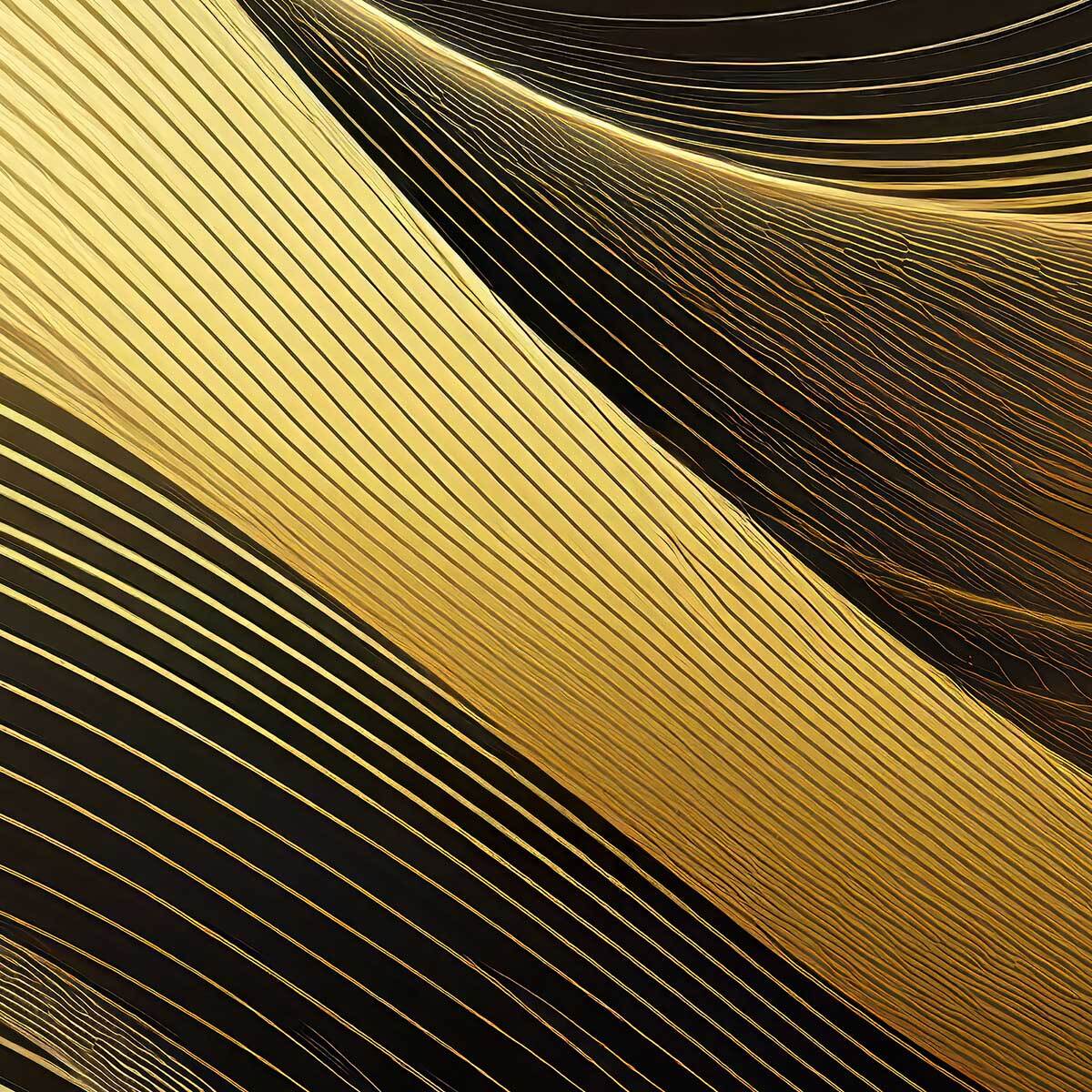 Affiche encadrée Composition abstraite noire et dorée Affiche + cadre en métal - Noir