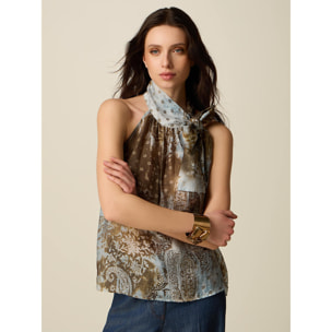 Oltre - Top fantasia con fiocco - Marrone