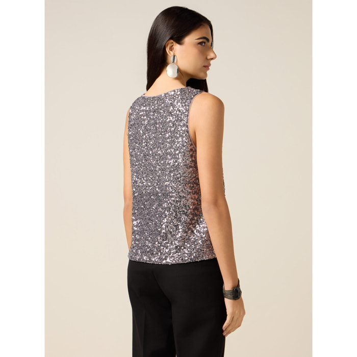 Oltre - Top de lentejuelas - Argento