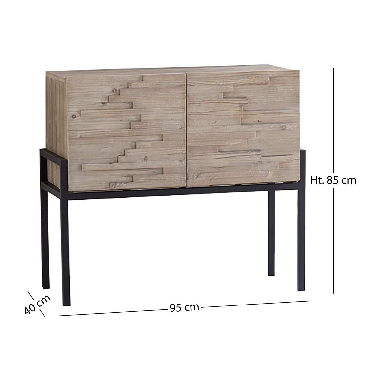 Buffet 2 portes en pin recyclé et pieds en métal noir KRISTEN