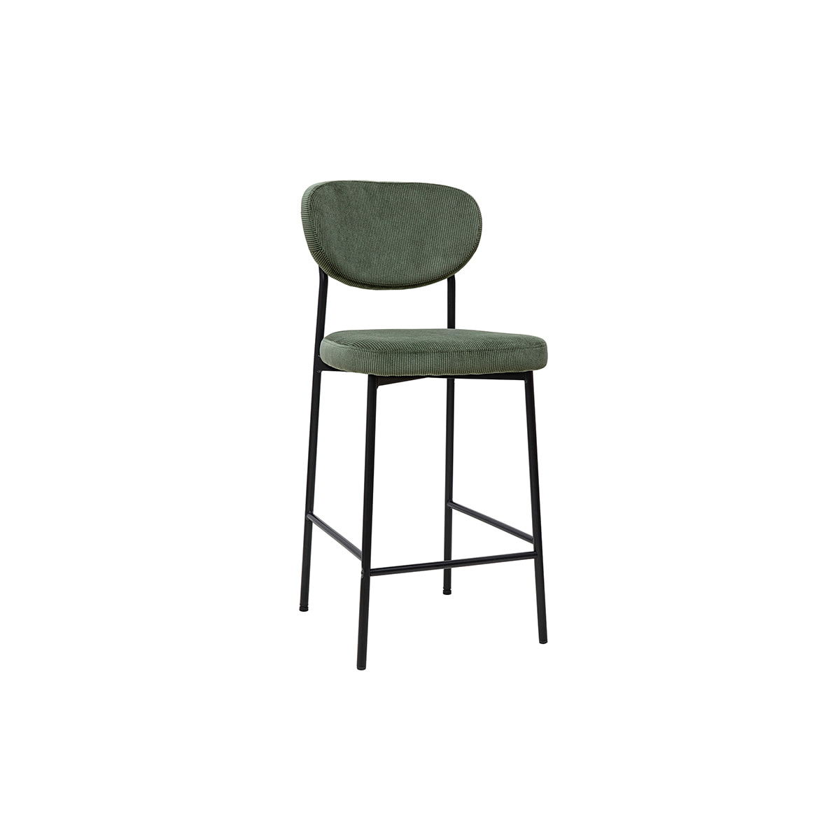 Tabourets de bar fixes en tissu velours côtelé vert kaki H65 cm (lot de 2) BREKA