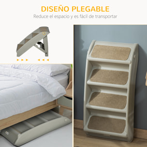 Escalera Plegable para Mascotas de 4 Peldaños Escalón para Perros Gatos Portátil con Alfombras Antideslizantes para Cama Sofá Carga 20 kg 62x38x49,5 cm Gris