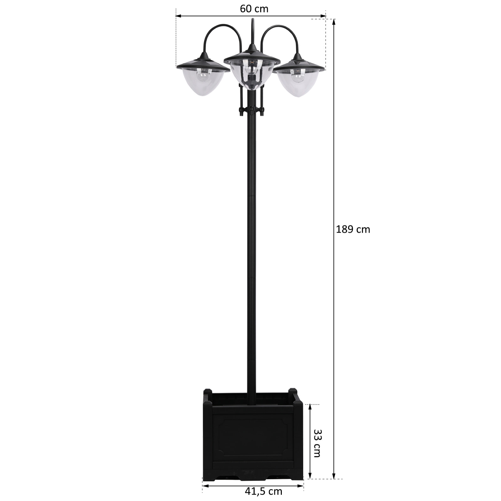 Farol Solar de Jardín 189 cm con 18 Luces LED Blanca Fría 6000K IP44 Base Maceta