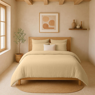 Drap housse gaze de coton lavé ecru naturel