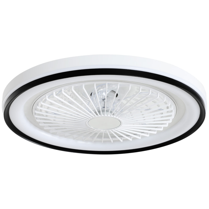 Ventilador de Techo con Luz LED 48,5 W Motor DC Reversible Lámpara Ventilador Techo Silenciosa con Mando a Distancia 6 Velocidades Temporizador para Salón Dormitorio Ø48 cm Blanco