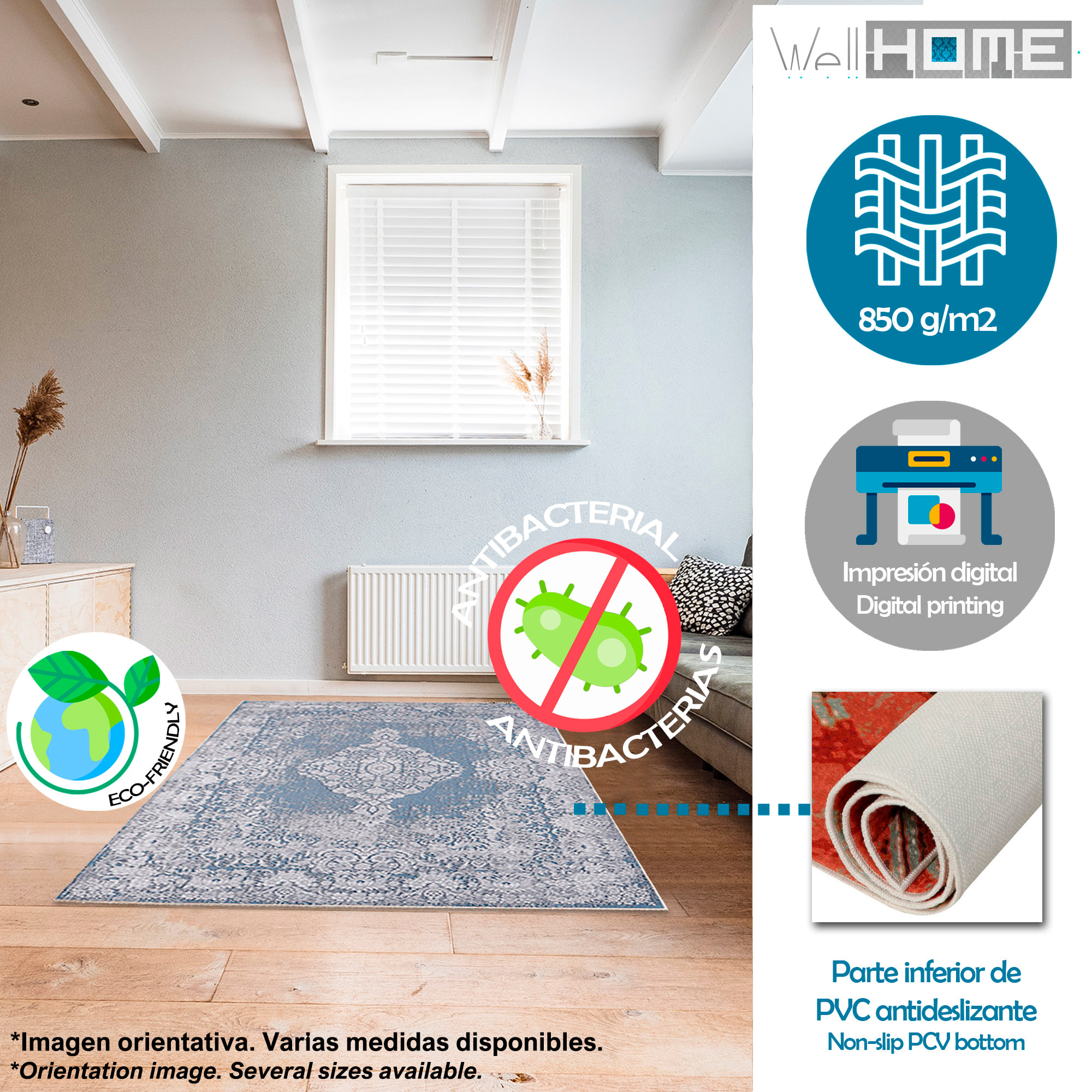 Alfombra de Poliester estampada 160 x 230cm