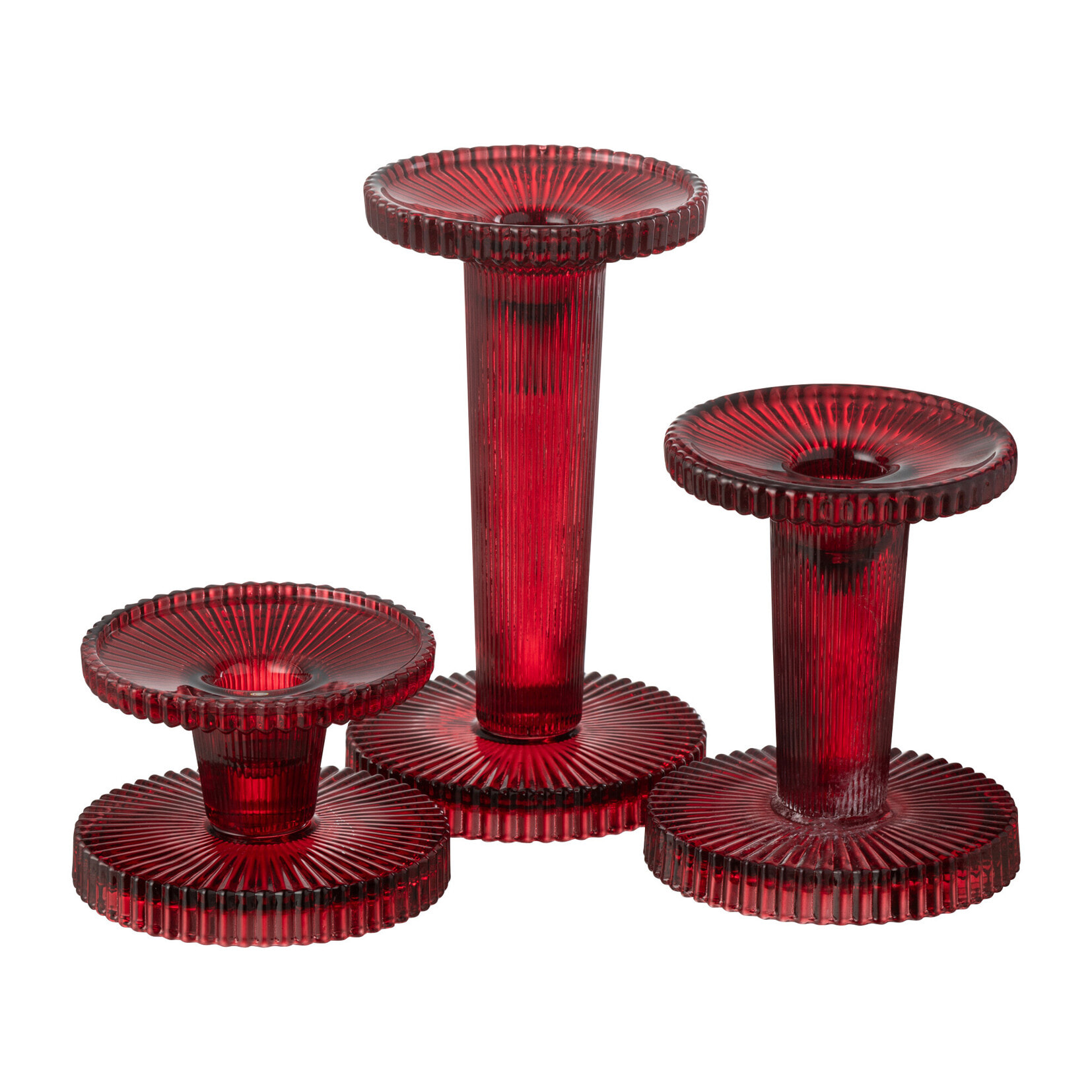 J-Line bougeoir Nelly - verre - rouge - 3 pcs