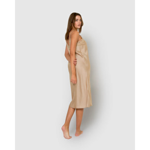 Camisón midi satén beige