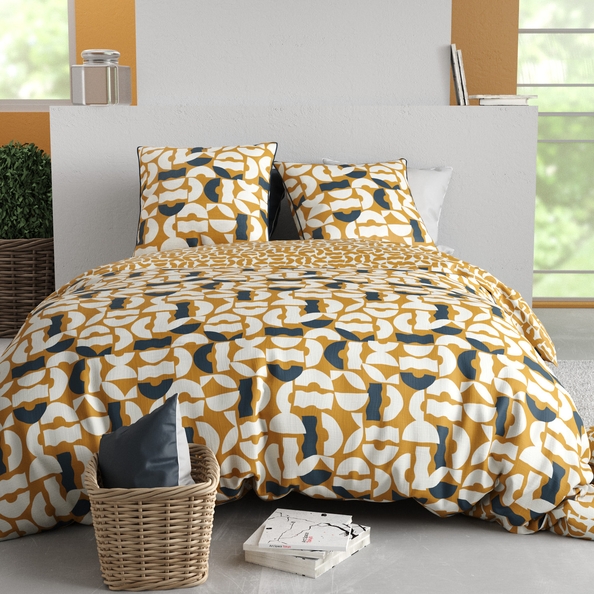 Parure Housse De Couette 3pcs 100% Coton 57 Fils FIDJI