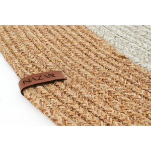 Tapis fait main effet toile de jute