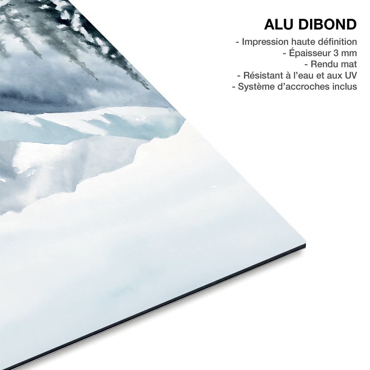 Tableau illustré Pente enneigée Tableau alu Dibond