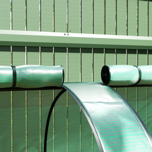 Serre tunnel 3 fenêtres enroulables acier PE vert