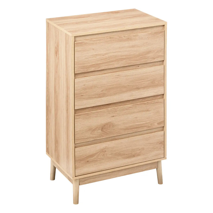 Commode 4 tiroirs effet chêne naturel "Abana"