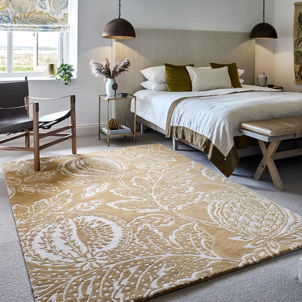 Tapis salon et chambre fait à la main en laine motif floral MAPI