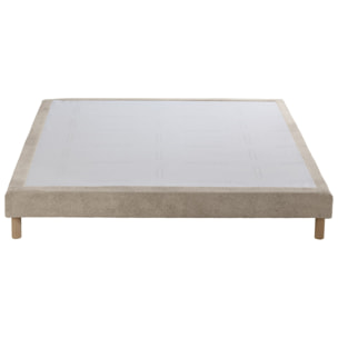 Sommier tapissier Eden crème, bois massif, chenille bouclettes