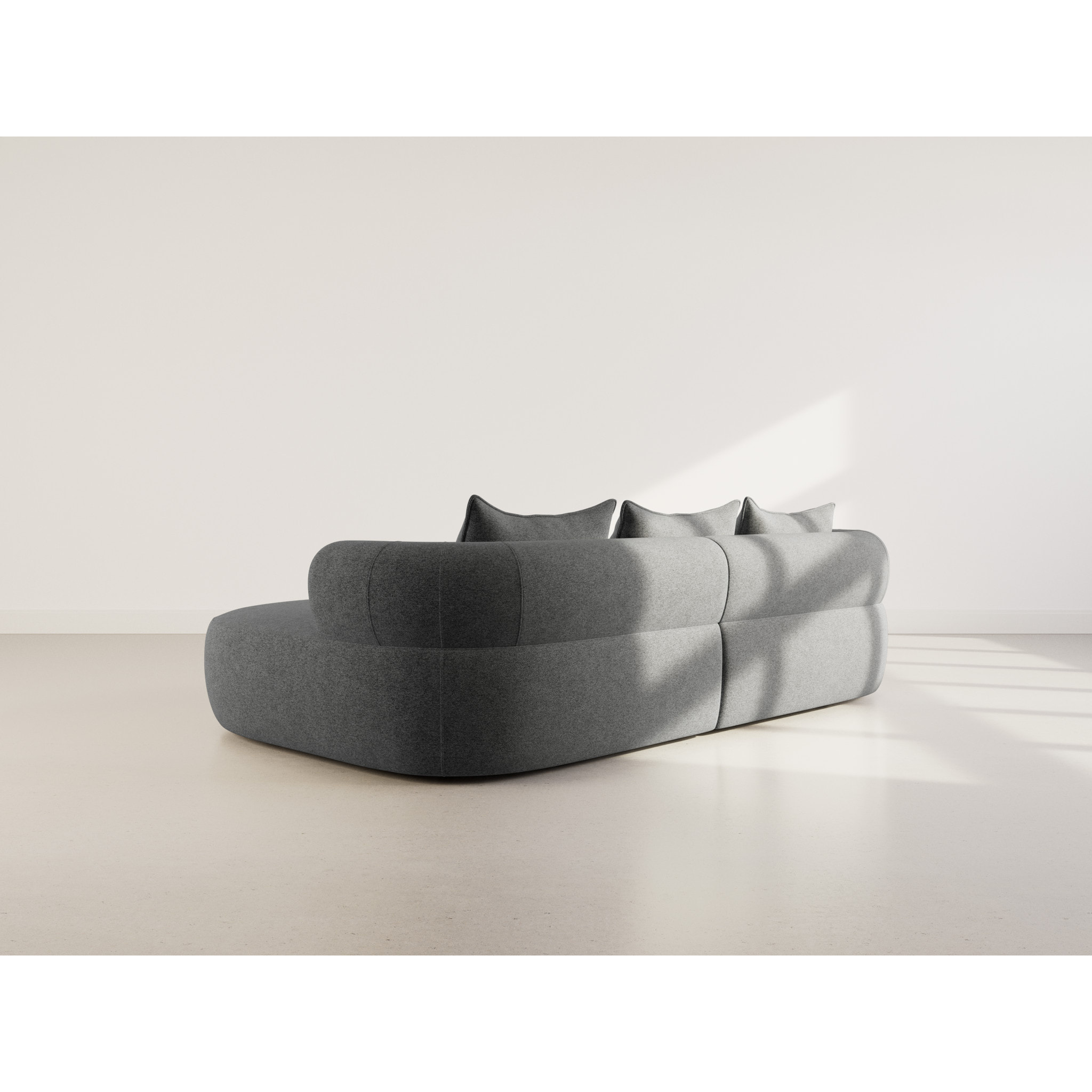 Angela - canapé d'angle droit 4 places en velours texturé - Noir