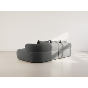 Angela - canapé d'angle droit 4 places en velours texturé - Noir