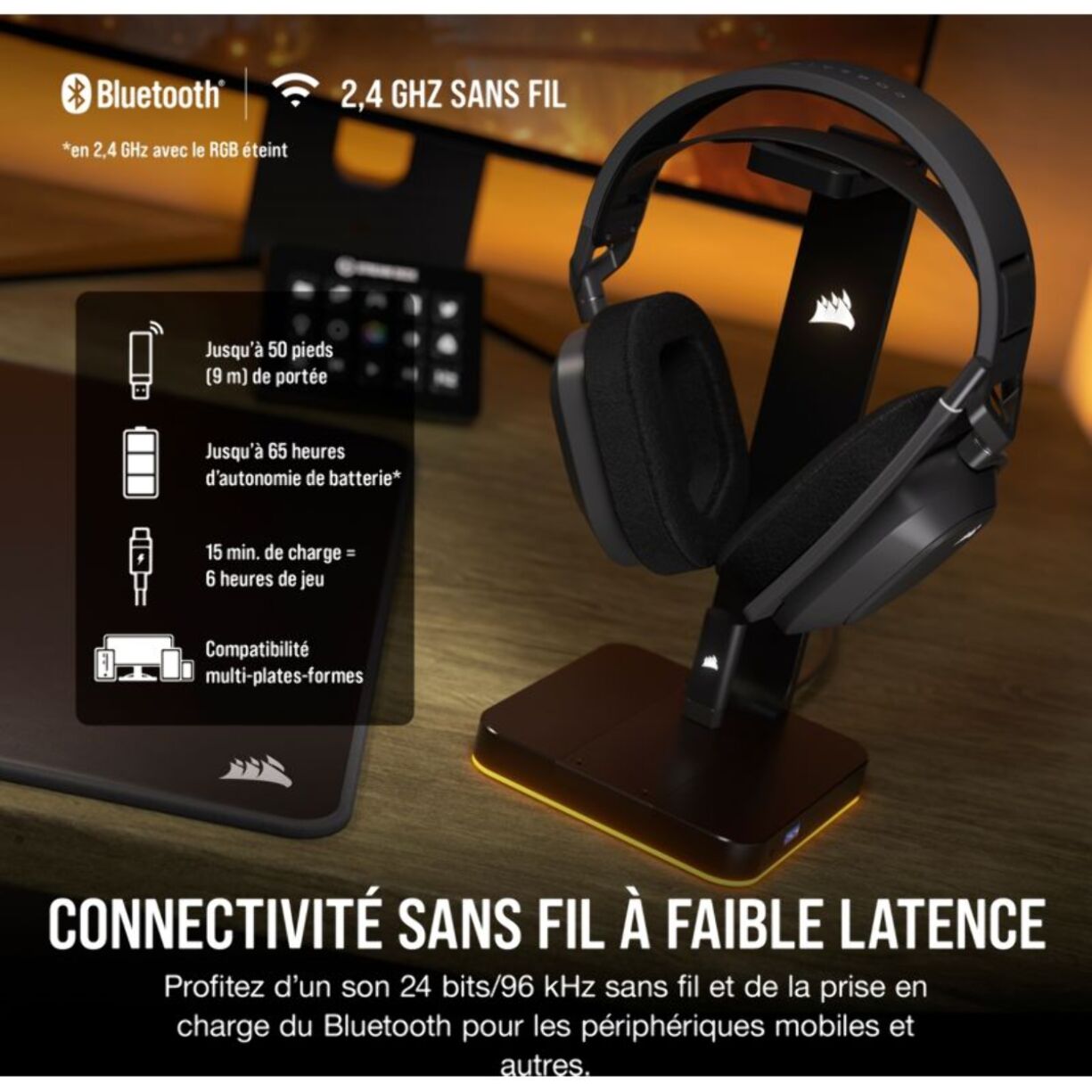 Casque gamer CORSAIR HS80 MAX Wireless Steel Gray