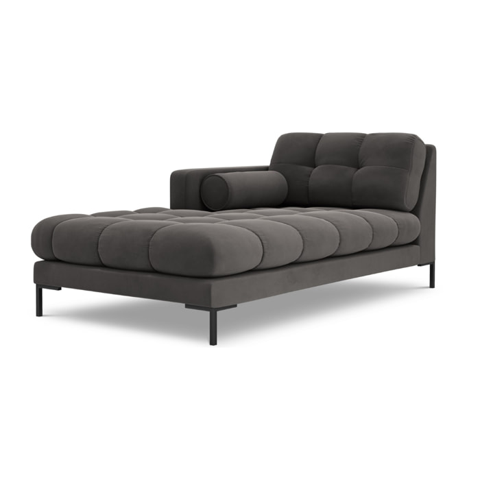 Méridienne gauche "Bali" en velours gris foncé