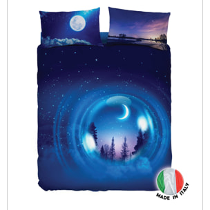 BASSETTI completo letto IMAGE serie stampa in digitale alta definizione animali natura paesaggi balza applicata 100% cotone – Made in ITALY (BOSCO, MATRIMONIALE)