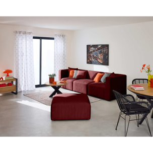 Nova - pouf modulable - en velours - Rouge