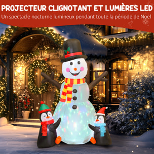 Bonhomme de neige et pingouins gonflable LED de Noël - matériel fixation et souffleur inclus - polyester