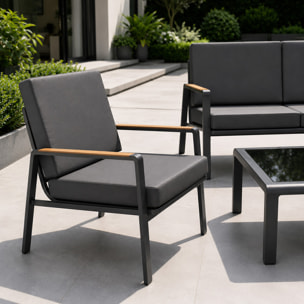 Salon de jardin 5 places en aluminium gris foncé DERWENT