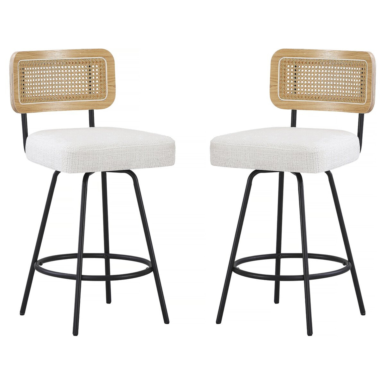Lot de 2 chaises hautes en tissu "Wilfried" - 51 x 44 x 95 cm - Beige