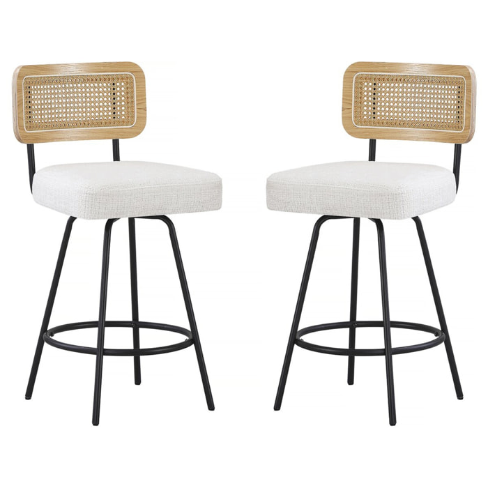 Lot de 2 chaises hautes en tissu "Wilfried" - 51 x 44 x 95 cm - Beige