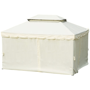 Tonnelle barnum pavillon de jardin style colonial double toit toile moustiquaires et toiles amovibles 3,9L x 2,9l x 2,7H m écru