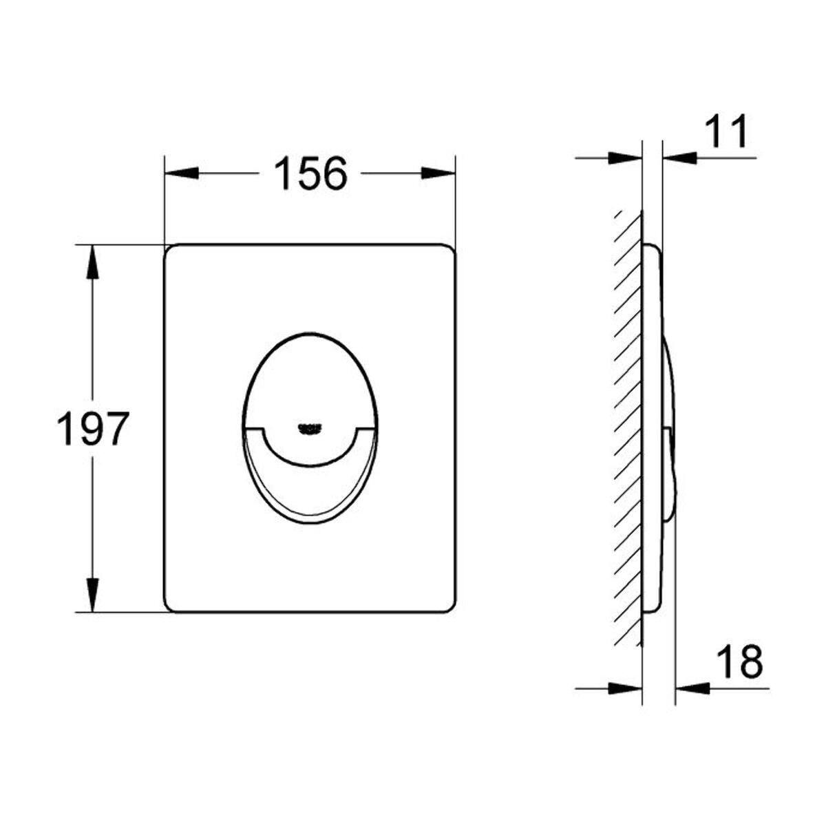 Plaque de commande WC verticale Skate Air, chromée mat