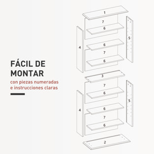 Estantería para CDs y DVDs Soportes para CD Estrechos con 8 Compartimentos Estantes Ajustables para Salón Oficina 58x24x126,3 cm Blanco