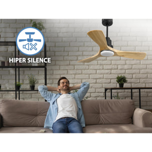 Ventilador de techo Reversible Termostato Dimable Wifi Motor DC Techos Inclinados Mando a Distancia Luz tres tonos Hypersilence Memoria RarotongaD106C04LED64636 PURLINE