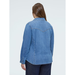 Fiorella Rubino - Camisa de denim con volantes - Azul