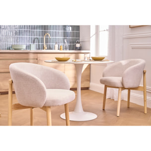 Chaises en tissu effet velours texturé beige et bois clair (lot de 2) TORVI