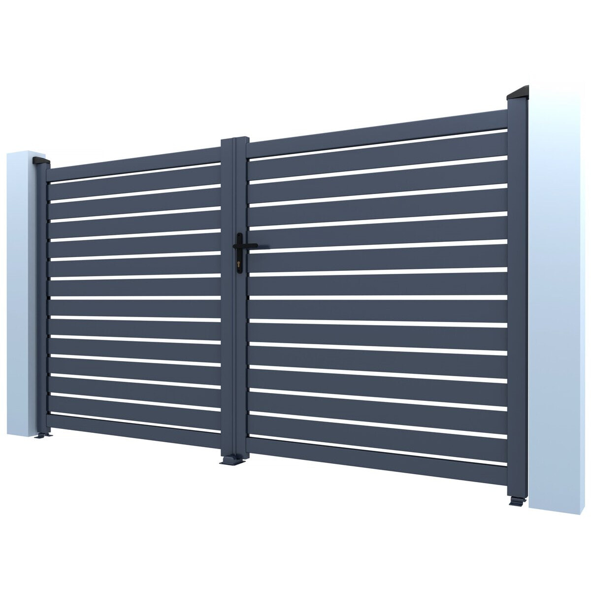 Portail aluminium semi ajouré "Julien" - 300 x 120 cm - Gris