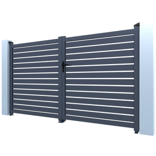 Portail aluminium semi ajouré "Julien" - 300 x 120 cm - Gris