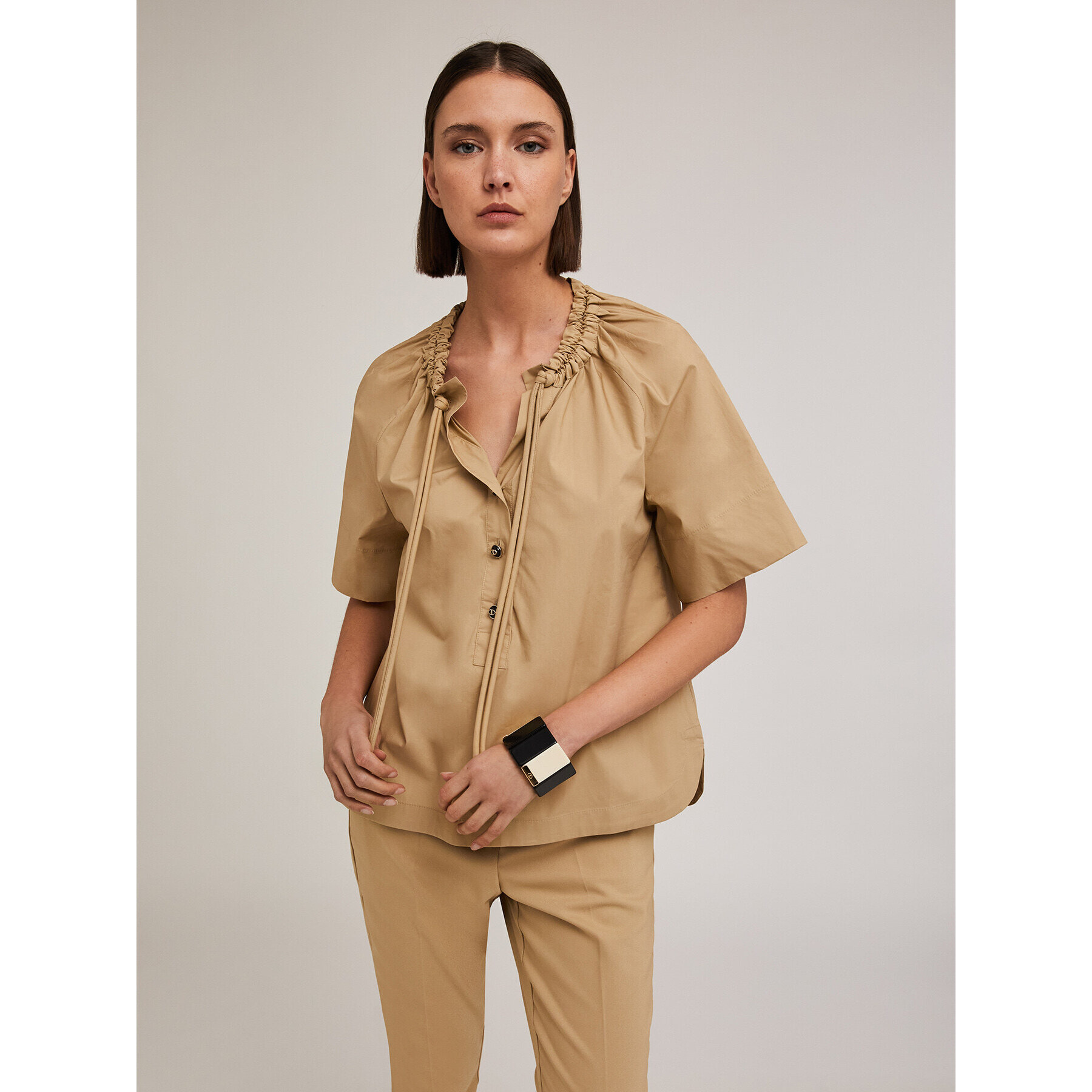 Motivi - Camicia con coulisse - Beige