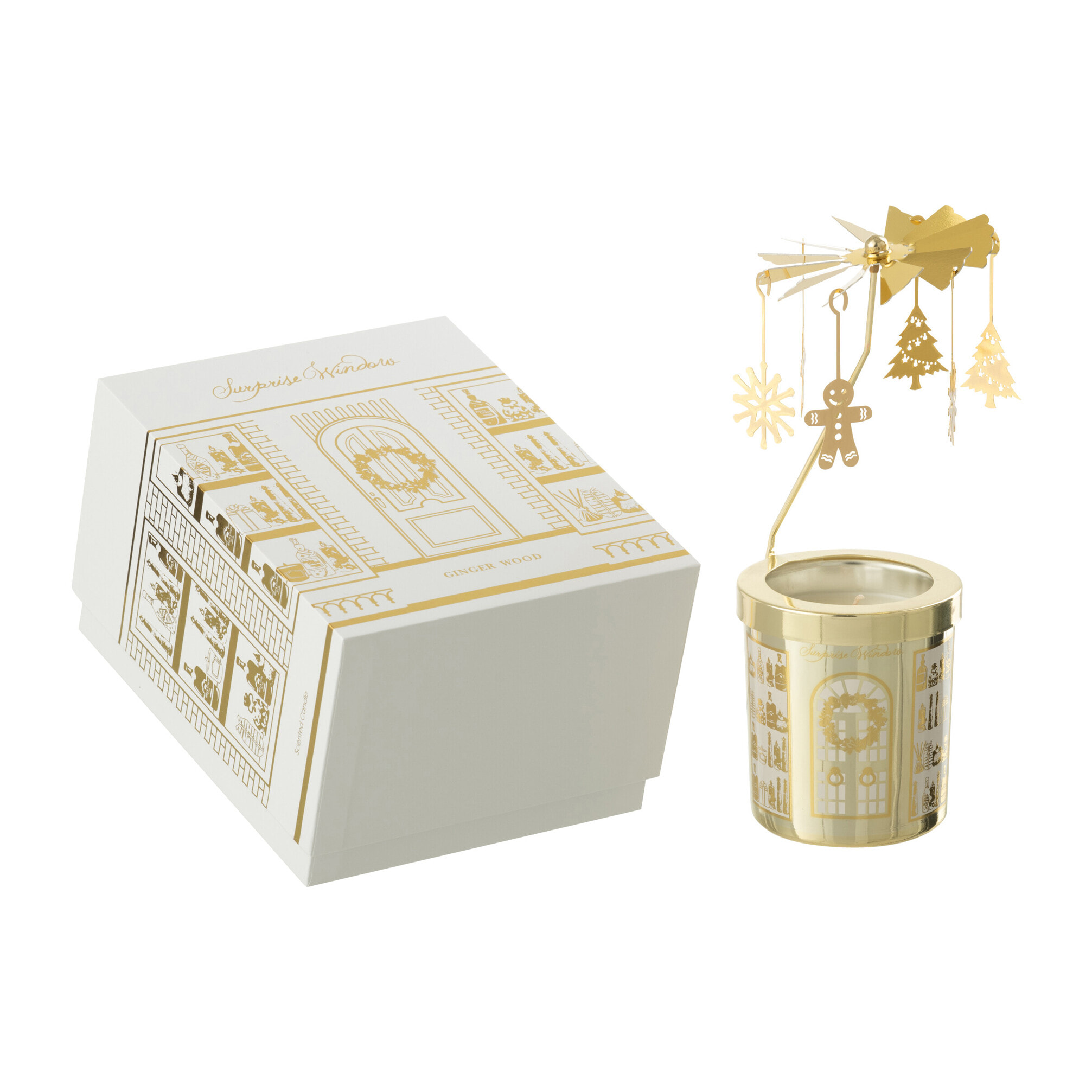 J-Line bougie parfumée Carousel Surprise Window - verre - blanc/or