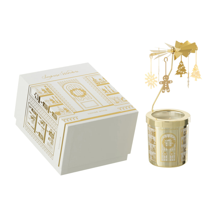 J-Line bougie parfumée Carousel Surprise Window - verre - blanc/or