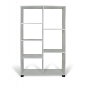 Libreria asimmetrica a 7 ripiani, Scaffale per libri e documenti, Libreria portaoggetti da ufficio, Made in Italy, cm 90x24xh99, colore Rovere sbiancato