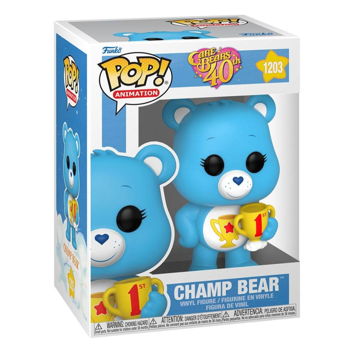 Care Bears 40th Anniversary Pop! Tv Vinile Figures Champ Bear 9 Cm Funko