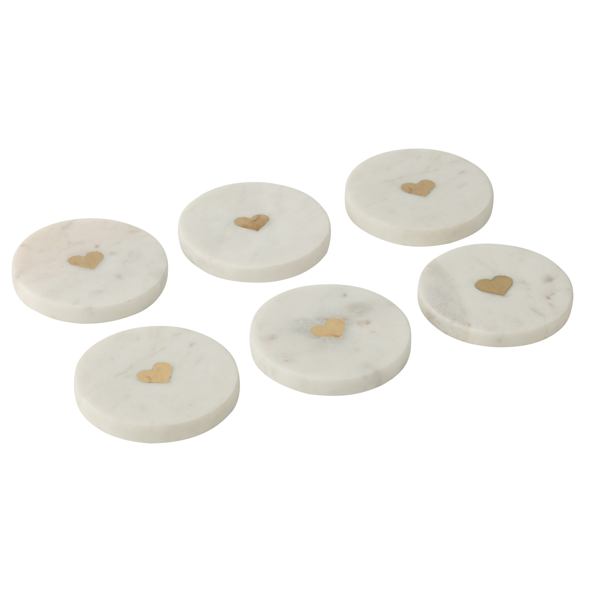 J-Line dessous de verre Marbre - pierre - blanc - set de 6