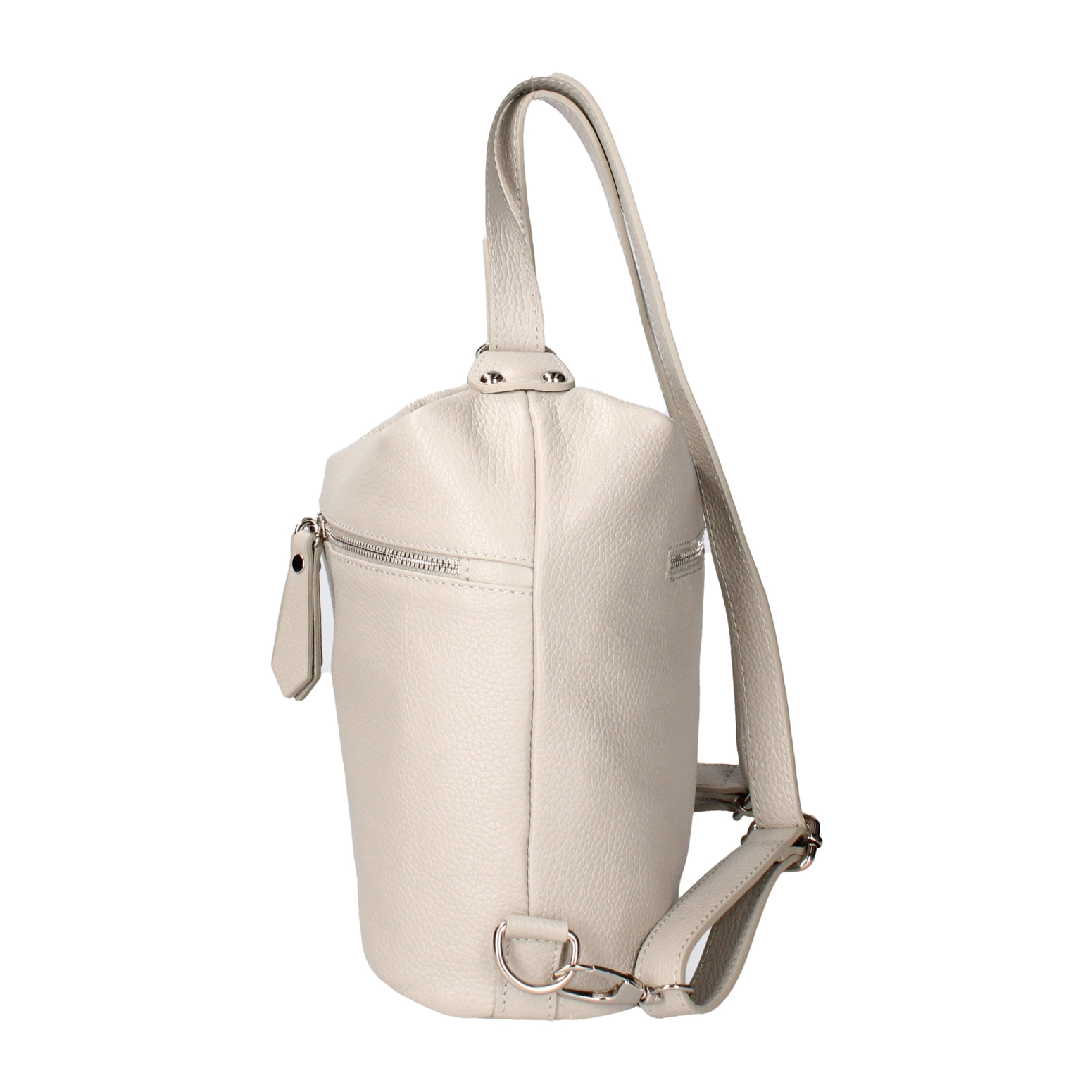 Borsa a spalla convertibile in zaino Bianca da donna In Vera pelle Made in Italy 30x26x9 cm