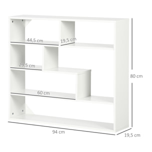 Estantería de Pared de 4 Niveles con 7 Compartimientos Abiertos 94x19,5x80 cm