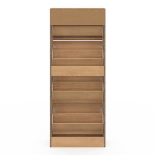 Meuble à chaussures Faustine 4 portes effet lattes - 24 paires