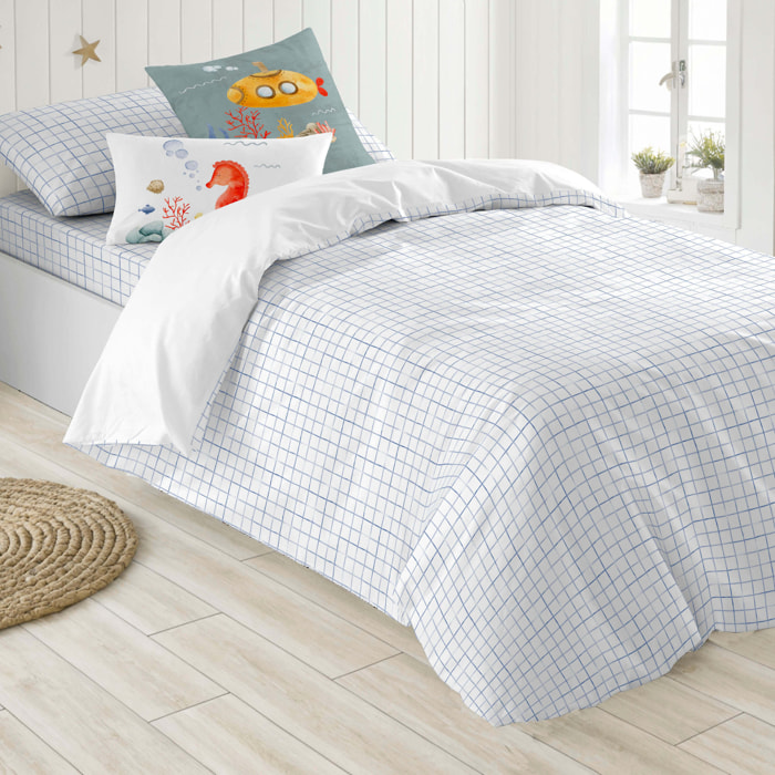 Cool Kids - Funda Nórdica Estampada - Reversible - Infantil - Cierre Solapa - 100% Algodón - Incluye 1 Funda de Almohada - Submarine