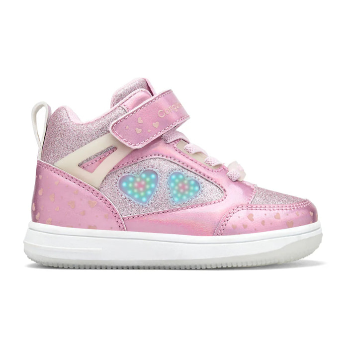 Zapatillas Altas De Luces De Niña Con Corazones
