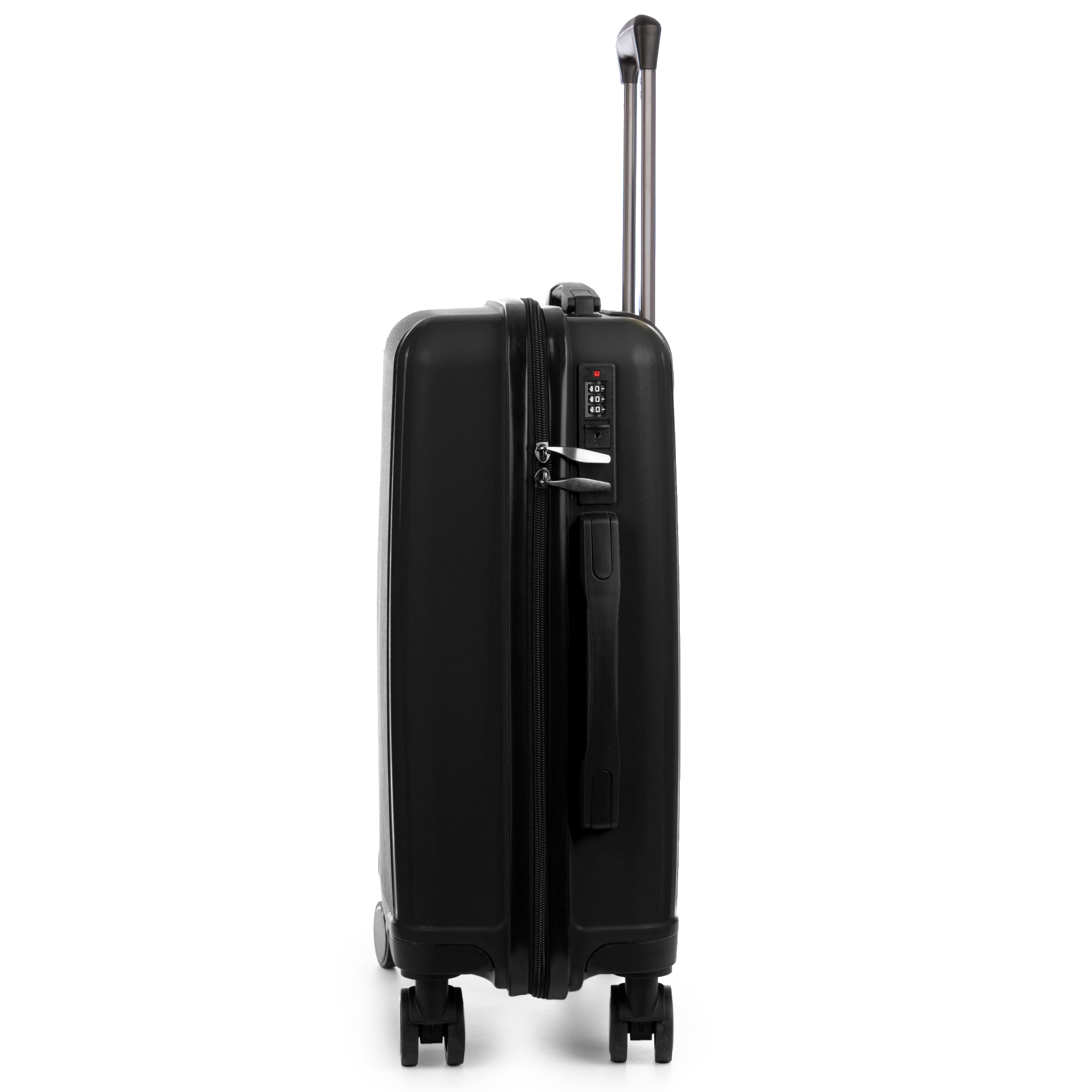 Set di 3 valigie Trolley, in materiale leggero PP resistente alle rotture. Serratura TSA a combinazione, 4 ruote doppie girevoli a 360°.