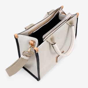 Bolso de mano beige con cremallera